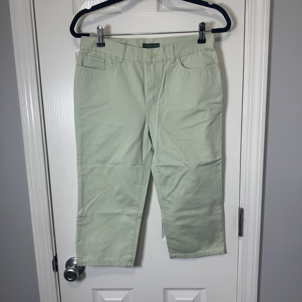 Lauren Jeans Co Ralph Lauren Womens 4P‎ Green Cropped Mid Rise 100% Cotton VTG